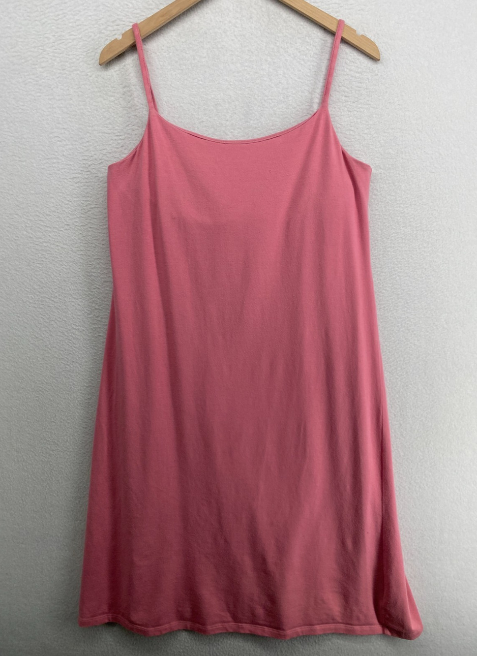 EILEEN FISHER Dress PL Stretch Cotton Jersey Cami Shelf Bra Pink USA